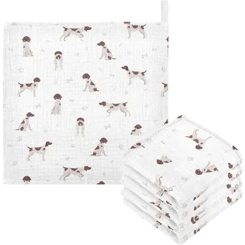 vvfelixl Baby Cotton Washcloths German Shorthaired Pointer Infants Bath Towel for Unisex Puppy Face Towels for Newborn, Natural Baby Wipes Delicate Skin, 11.8 X 11.8 inch, one sizex3