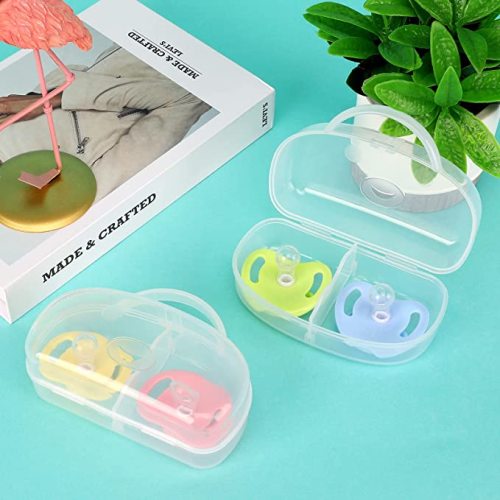 Accmor Pacifier Case, Pacifier Holder Can Storage 2 Pacifiers, Baby Pacifier Holder Case Container for Travel, BPA Free, Transparent, 2 Pack