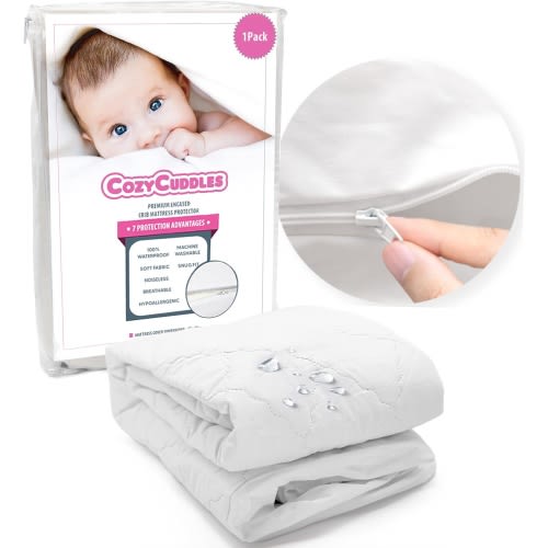 CozyCuddles Crib Mattress Protector Baby Bed Cover Zippered Quilted All Sides Waterproof (52" x 28")