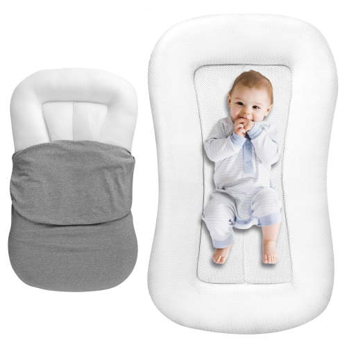 Gofinoday Baby Lounger for Newborn 0-24M+,Portable Infant Support Pad for Tummy Time and Diaper Changes, Detachable Breathable Cotton Pad,Green