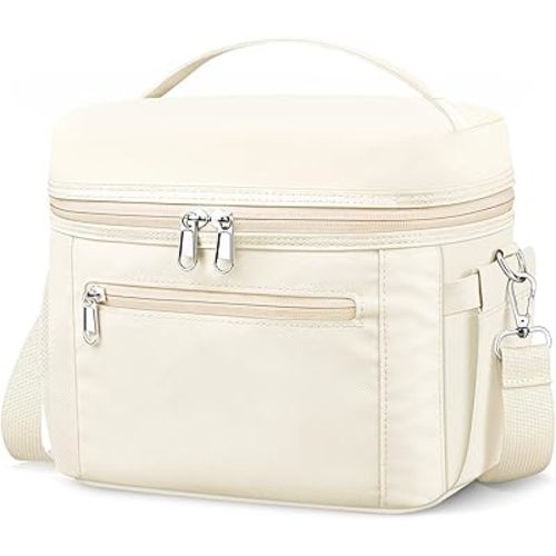 Insulated Lunch Bag for Women Men,Reusable Lunch Box Leakproof Cooler Tote Bag Waterproof LunchBags for Adults Work, Picnic, Travel(Cream,Beige)