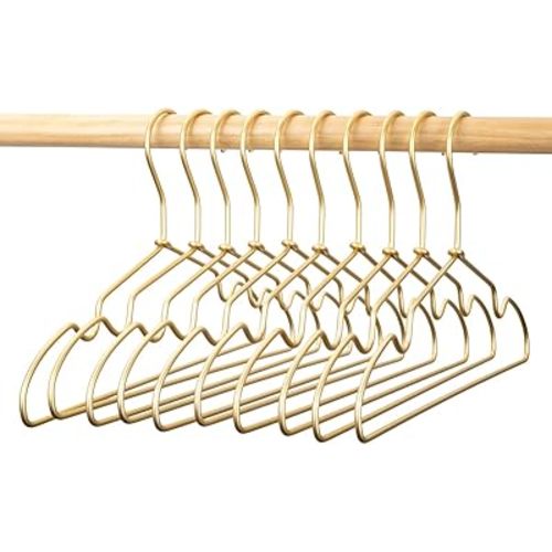 12.6” Gold Matt Metal Coat Hanger, 30PCS, Children Standard Suit Hanger, Clothes Hangers for Closet Organization Notches Satin Matt