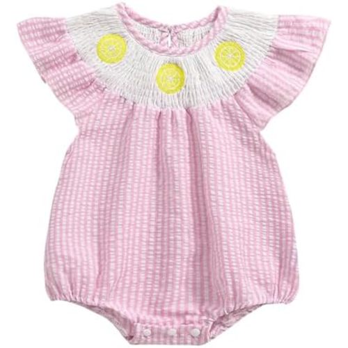 Kayotuas Newborn Baby Girls Smocked Bubble Romper Cute Embroidery Ruffle Gingham Bodysuit Dress Infant Toddler Summer Clothes