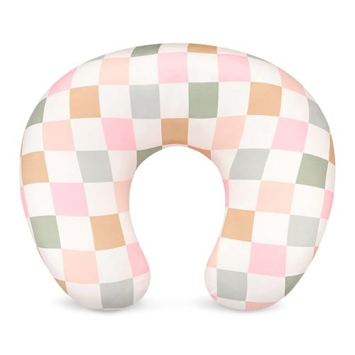 DILIMI Nursing Pillow Cover, Stretchy Removable Case for Breastfeeding Pillows, Ultra Soft Comfortable Slipcover for Baby Girl and Boy, Colorful Checkerboard