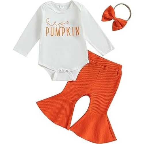  wybzd Newborn Baby Girl Halloween Outfit Infant Long Sleeve  Pumpkin Romper Onesie Top Bell-Bottom Pants Sets Fall Clothes : Clothing,  Shoes & Jewelry