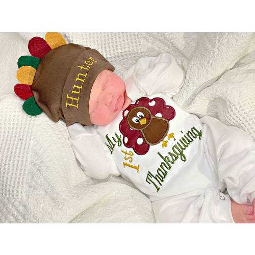 My First Thanksgiving Outfit, Babies 1St Thanksgiving, Newborn Thanksgiving Outfit, Turkey Hat, My 1St Thanksgiving, little Turkey Outfit