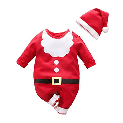 ZHSKEUUN My First Christmas Baby Boy Girl Outift Infant Long Sleeve Romper Newborn Elf Reindeer Costume Santa Outfits