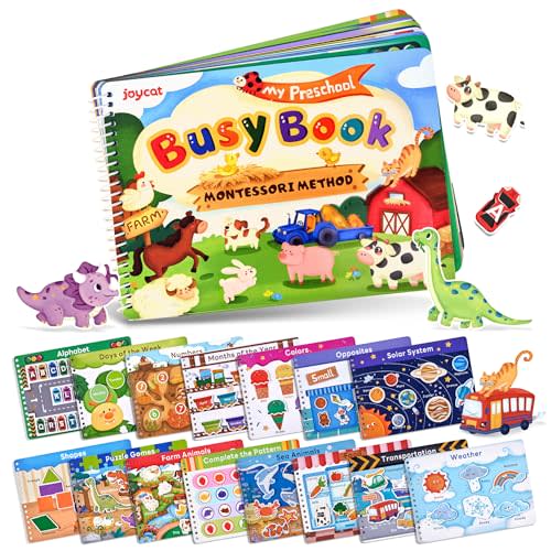 JoyCat Preschool Busy Book for Toddlers 3-5, Learning Activities, Educational Sensory Toys, Autism Learning Material, Back to School, Birthdays Presents for Boys Girls