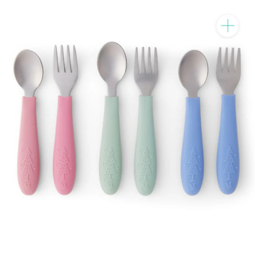 Babies/Toddler Stainless Steel Spoons + Forks with Silicone Handle