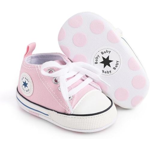 KKIIDDSS Unisex Baby Girls Boys Canvas High-top Shoes, Newborn Infant Anti-Slip Soft Sole Frist Walking Breathable Sneakers