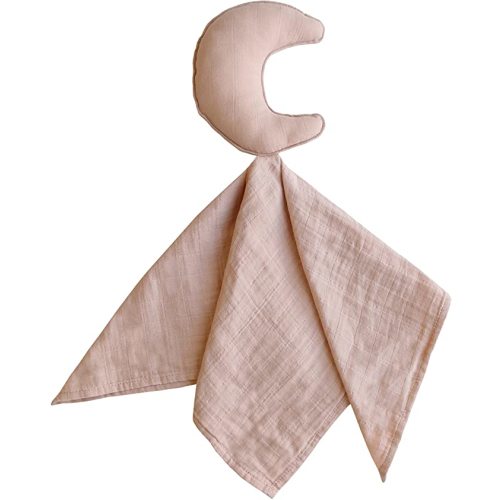 mushie Moon Security Blanket | Baby Lovey | 100% Organic Muslin Cotton (Blush) - Moon (Blush)