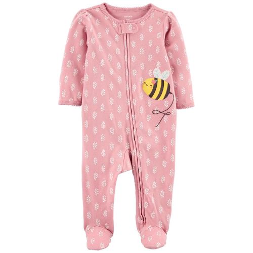 Baby Bumble Bee 2-Way Zip Cotton Sleep & Play - 3 months - Pink