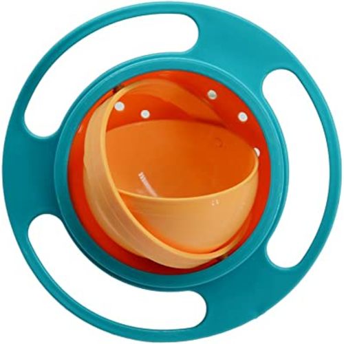 Gyro Bowl 360 Dgree Rotation Spill Resistant Gyroscopic Bowl with Lid