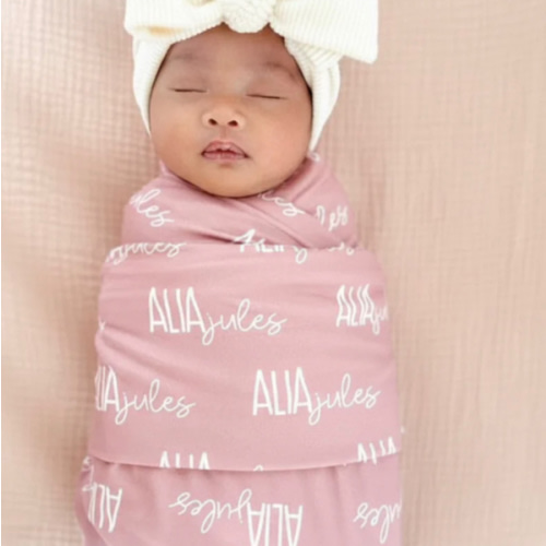 Personalized Baby Name Swaddle Blanket Font Duo | Best Selling Pinks