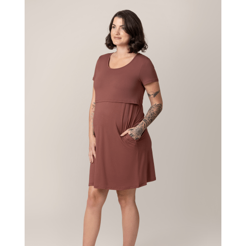 Eleanora Bamboo Maternity & Nursing Dress | Redwood - Kindred Bravely