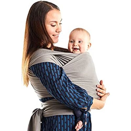 Boba Wrap Baby Carrier - Original Stretchy Infant Sling, Perfect for Newborn Babies and Children up to 35 lbs (Light Grey Serenity)