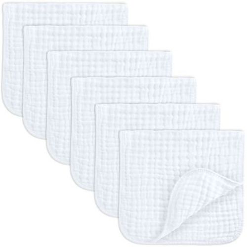 Muslin Burp Cloths Large 100% Cotton By Comfy Cubs (white, Pack Of 6)