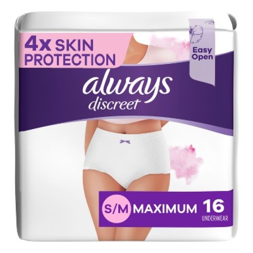 Always Discreet Sensitive Incontinence & Postpartum Incontinence Underwear for Women, Size: S/M