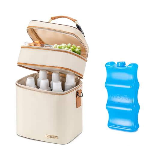 BABEYER Breastmilk Cooler Bag with Ice Pack Fits 6 Baby Bottles Up to 9 Ounce