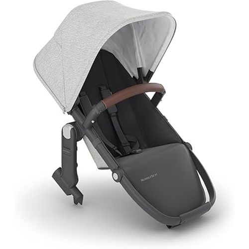 UPPAbaby RumbleSeat V2+ Second Lower Seat/Compatible with Vista V2 and Vista V3 / Adapters, Bumper Bar, Bug Shield Included/Anthony (White+Grey Chenille/Carbon Frame/Chestnut Leather)