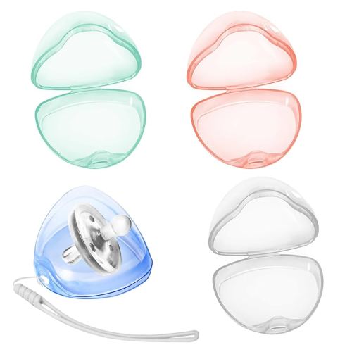 Pacifier Case,4 Pack BPA Free Pacifier Holder Case with Lanyard for Diaper Bag,Pacifier Container Box for Baby Binky Nipple Travel,Essential Pacifier Accessories,Easy to Clean, Mix Color