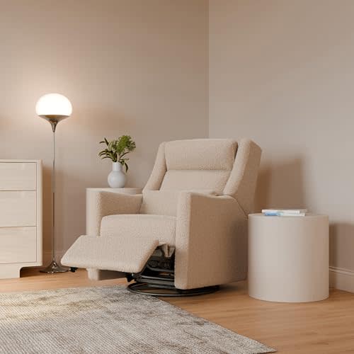 babyletto Kiwi Plus Power Recliner Chairs for Adults with USB Ports - Water & Stain Resistant Electric Glider Recliner Nursery Chair w/Power Headrest - GREENGUARD Gold Certified - 270° Swivel Glider