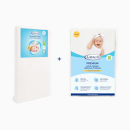 Graco Premium Foam Crib & Toddler Mattress + Premium Waterproof Mattress Protector - 1
