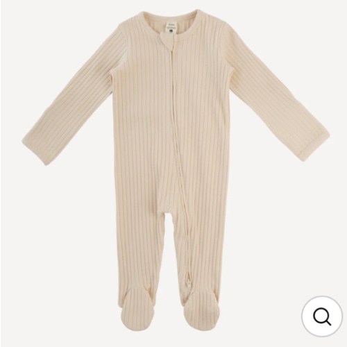 long sleeve two way zipper footie | oatmeal | organic cotton wide rib