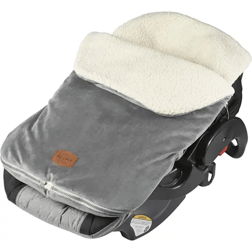 JJ Cole Bundle Me Winter Baby Car Seat Cover and Bunting Bag — Original — Graphite Gray — Sherpa Lined Baby Carrier Cover — Winter Baby Essentials