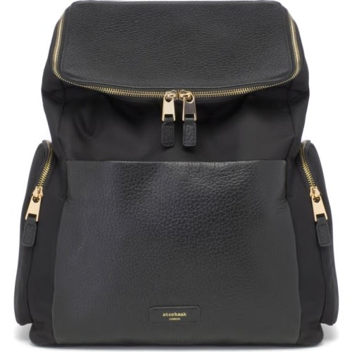 Storksak Alyssa Water Resistant Convertible Diaper Backpack, Black/Gold