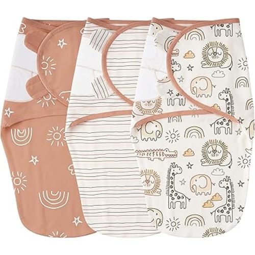Yoofoss Baby Swaddles for Newborns 100% Cotton, Adjustable Swaddle 0-3 Months 3 Pack Newborn Swaddle Sack, Breathable Soft(Small)
