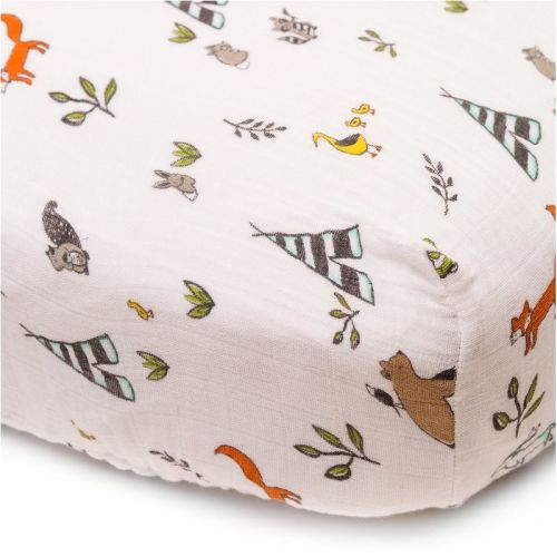 Little Unicorn Cotton Muslin Fitted Crib Sheet - Dino Friends