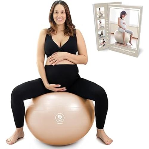 BABYGO Birthing Ball - Pregnancy Yoga Labor & Exercise Ball & Book Set Trimester Targeting, Maternity Physio, Birth & Recovery Plan Included Anti Burst Eco Friendly