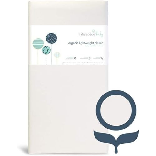Naturepedic Organic Baby Crib Mattress - Lightweight Infant & Toddler Mattress - Waterproof Baby Bed Mattress for Crib - Non-Toxic Mattress for Baby and Toddler Bed - 52" x 28”