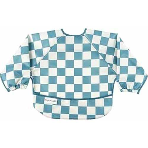 Amazon.com: Tiny Twinkle Mess Proof Baby Bib, Cute Full Sleeve Bib Outfit, Waterproof Bibs for Toddlers, Machine Washable, Tug Proof Closure, Baby Smock for Eating, Long Sleeve (Checkers Blue, Small 6-24 Months) : Baby