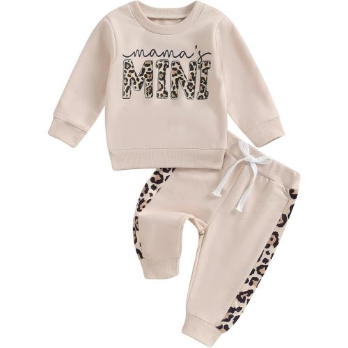 Kupretty Baby Girl Fall Winter Clothes Toddler Outfit Letters Graphic Crewneck Sweatshirts + Joggers Pants Set