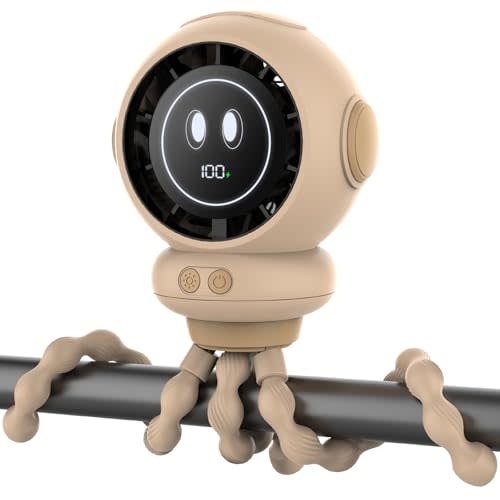 BreezeBoost Stroller Fan, 6000mAh Stroller Fans Clip On for Baby with 4 Speeds, LED Display & Night Light, 360° Rotate Rechargeable Portable Fan for Car Seat Crib Bedroom Travel, Gifts for Mom, Dad‌