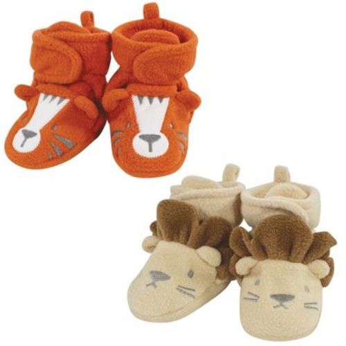 Hudson Baby Infant Boy Cozy Fleece Booties, Lion Tiger, 6-12 Months