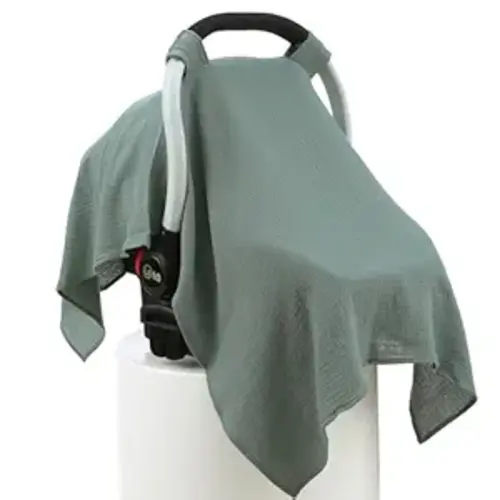 100% Muslin Cotton Car Seat Cover Baby, Carseat Canopy Cover, Universal Fit Stroller Covers for Boys and Girls (Roman Green)