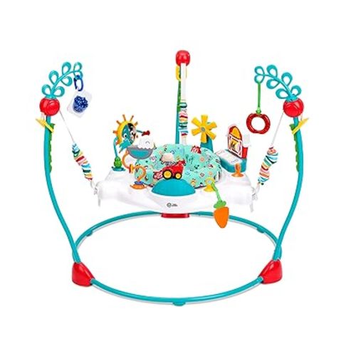 Baby Einstein Farm Explorers Jump & Learn Barnyard 2-in-1 Baby Jumper Activity Center with Interactive Toys, Music, Lights, & Sounds, Ages 6-12 Months