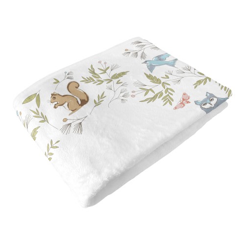 Woodland Animal Toile Boy Girl Baby Monthly Milestone Blanket - Grey Green Brown Forest Bear Deer Fox Owl Bunny Bird Neutral
