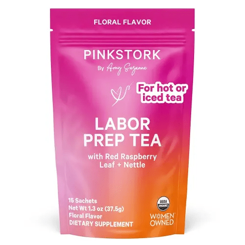 Pink Stork Organic Labor Prep Tea - Red Raspberry Leaf with Chamomile and Rosehip, Pregnancy Must Haves, Postpartum Essentials, Third Trimester - 15 Sachets