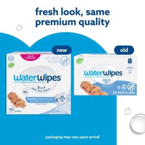 WaterWipes Plastic-Free Original Unscented 99.9% Water Based Baby Wipes - 60ct