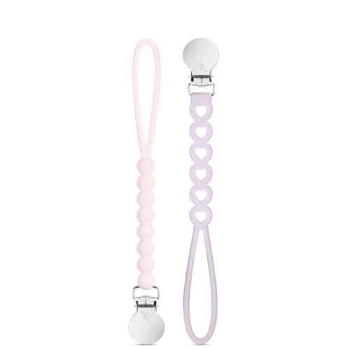 Ryan & Rose Cutie Clip 2 Pack - Pacifier Clip Holder Silicone (Judy-Pink/Hart-Lilac)