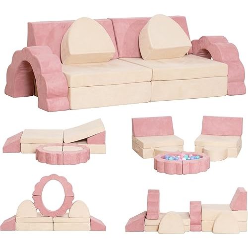Kids Couch 10PCS, Modular Kids Play Couch, Multifunctional Foam Toddler Sofa, Imaginative Convertible Play Sofa for Playroom