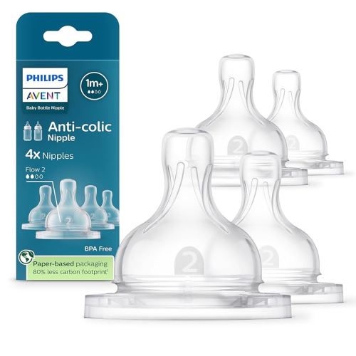 Philips Avent Anti-Colic Nipples - Flow 2, 4-Pack, SCY762/44