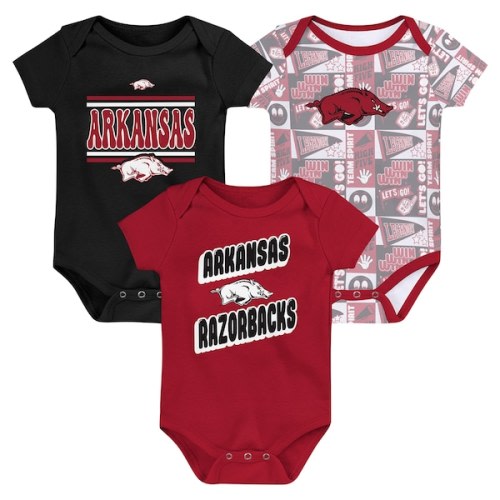 Arkansas Razorbacks Newborn Sunday Comics 3-Pack Bodysuit Set - Cardinal