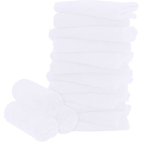 16 Pack Baby Washcloths - 10x10 Inch, Microfiber baby towel - Absorbent and Soft baby Wash Clothes for Newborns, Infants and Toddlers - Quick Dry for baby boys and girls face towel - White