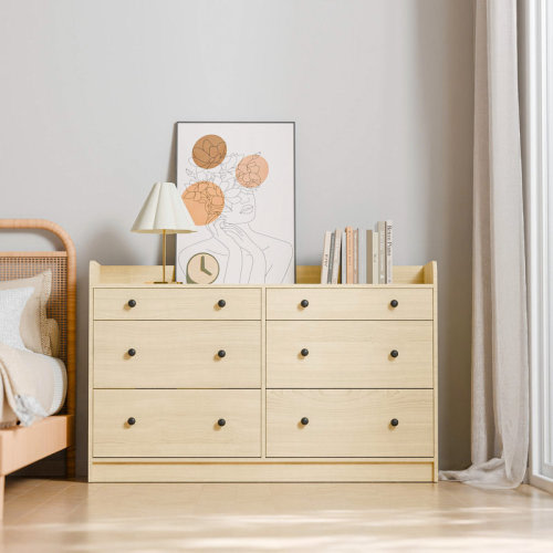 17 Stories Sanya 6 Drawer 52" W Double Dresser, Bedroom Dresser & Reviews | Wayfair