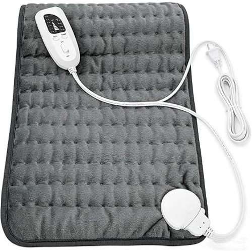 Electric Heating pad with 6 Heat Settings, Auto Shut Off, Dry Electric Heating for Back Neck Knee Arms Legs Shoulder Heat Pads for Christmas Birthday Father's Day Mother's Day (24"X12", Dark Gray)